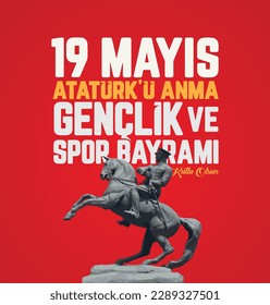 Übersetzung: 19. Mai, glücklicher atatatürk Gedenktag Jugend und Sport Tag