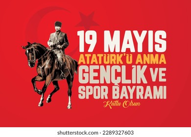 Traducción: Feliz 19 de mayo conmemoración de Atatürk, Día de la Juventud y el Deporte