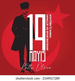 19 Mayıs Atatürk'ü Anma, Gençlik ve Spor Bayramı Tebrik Kartı. 19 de mayo Feliz Día de Saludo a la Juventud y Deportes de la Conmemoración de Ataturk.