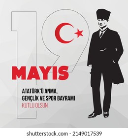 19 Mayıs Atatürk'ü Anma, Gençlik ve Spor Bayramı Tebrik Kartı. 19 de mayo Feliz Día de Saludo a la Juventud y Deportes de la Conmemoración de Ataturk.