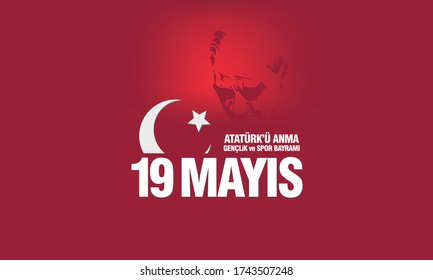 19 Mayıs Atatürk'ü Anma, Gençlik ve Spor Bayramı. Translation: May 19 Commemoration of Ataturk, Youth and Sports Day.