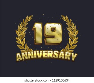 19 anniversary gold emblem logo