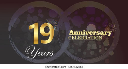 19 anniversary logo vector template. Design for banner, greeting cards or print