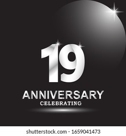 19 anniversary logo vector template. Design for banner, greeting cards or print
