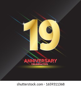 19 anniversary logo vector template. Design for banner, greeting cards or print