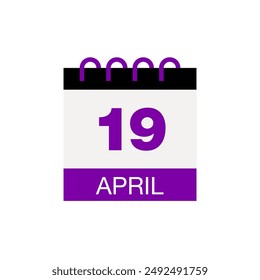 19 de abril calendario fecha icono Vector eps
