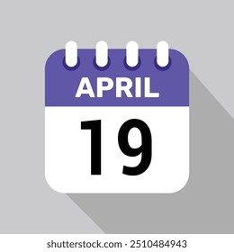 19 april calender icon text page monthly web design.