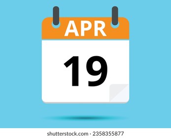 19. April. Flacher Icon-Kalender einzeln auf blauem Hintergrund. Vektorgrafik.