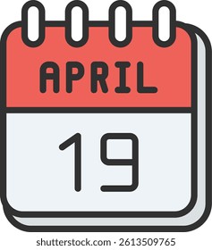 19 April Outline Filled Style Icon