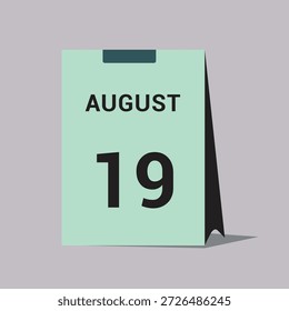 19 august calendar date icon minimal desk calendar vector illustration