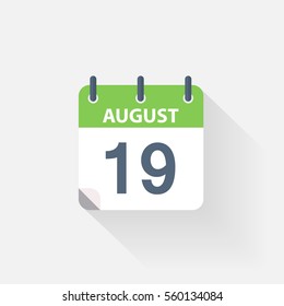 19 august calendar icon on grey background