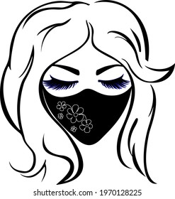19. Blond woman with long eyelashes wearing stylish black mask from COVID-19