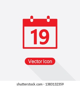 19 Calendar Icon Vector Illustration In Flat Style Eps10