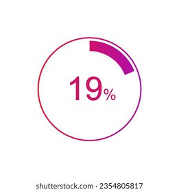 19% circle diagrams Infographics vector, 19 Percentage diagrams, pie chart for Your documents, reports.