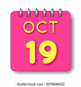 19 day of the month. 19 October. Cute calendar daily icon. Date day week Sunday, Monday, Tuesday, Wednesday, Thursday, Friday, Saturday.