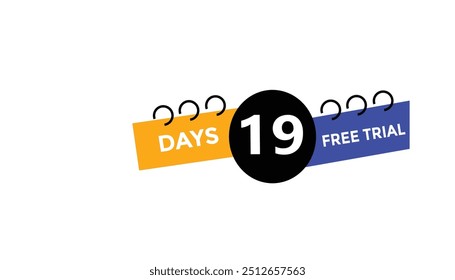 19 days free trial Countdown number banner templates. time icon. Vector Illustration 
