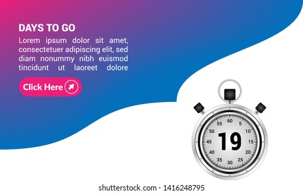 19 days to go banner. flat style. days to go concept