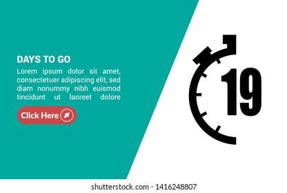 19 days to go banner. flat style. days to go concept