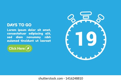 19 days to go banner. flat style. days to go concept