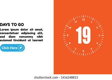 19 days to go banner. flat style. days to go concept