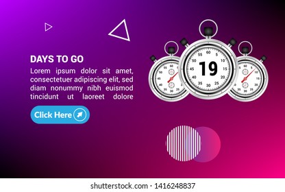 19 days to go banner. flat style. days to go concept