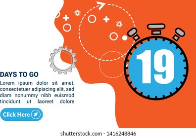 19 days to go banner. flat style. days to go concept