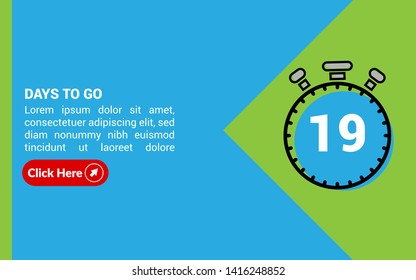 19 days to go banner. flat style. days to go concept