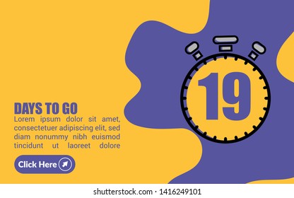 19 days to go banner. flat style. days to go concept