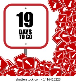 19 days to go banner. flat style. days to go concept