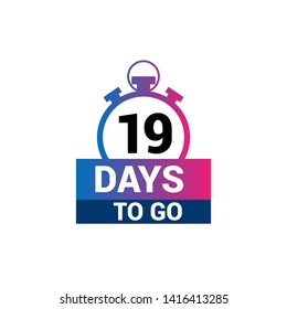 19 days to go banner. flat style. days to go concept