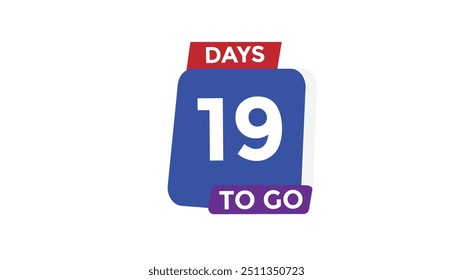 Noch 19 Tage bis Countdown-Nummer Banner Vorlagen. Zeit-Symbol. Vektorgrafik