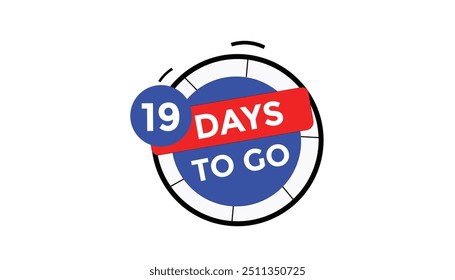 19 dias para ir Contagem regressiva número banner templates. ícone de tempo. Ilustração de vetor