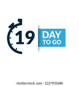 19 days to go label,sign,button. Vector stock illustration.