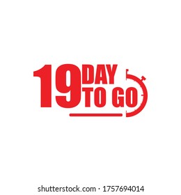19 days to go label,sign,button. Vector stock illustration