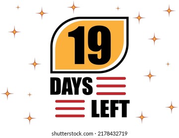 Quedan 19 Días. Banner de los días de cuenta regresiva aislado de fondo blanco. Concepto de venta en naranja y rojo.