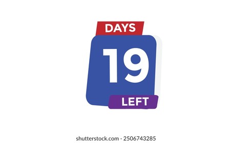 19 days left Countdown number banner templates. time icon. Vector Illustration 
