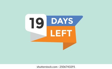 19 days left Countdown number banner templates. time icon. Vector Illustration 
