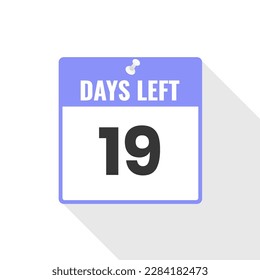 19 Tage Verbleibendes Verkaufssymbol für Countdown. 19 Tage verbleiben, um Werbebanner aufzurufen