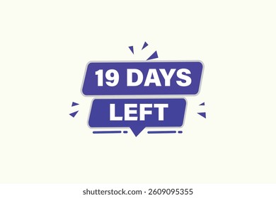 19 days left, sale countdown vector symbol, clock, time,  background, template 15 days to go, countdown, sticker, left banner, business, sale, label button

