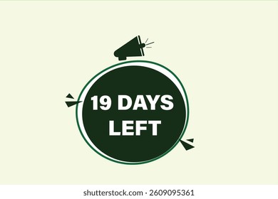19 days left, sale countdown vector symbol, clock, time,  background, template 15 days to go, countdown, sticker, left banner, business, sale, label button
