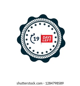 19 Days Left sign - emblem, label, badge,sticker, logo. Designed for your web site design, logo, app, UI - Vektor 