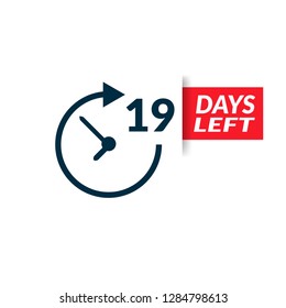 19 Days Left sign - emblem, label, badge,sticker, logo. Designed for your web site design, logo, app, UI - Vektor 