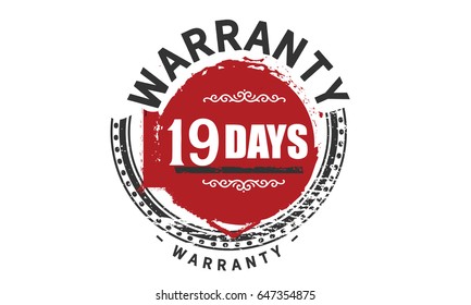 19 days red warranty icon vector vintage grunge guarantee