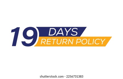 19 days return policy icon, 19 days return policy typography