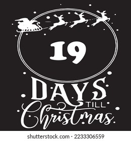 19 Tage bis Weihnachten, einfaches schwarzes Logo mit weißen Mustern 