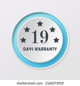 19 days warranty blue color combination design. creative logo, icon, modern element, simple elegant Stamp Button Vector.