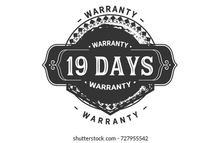 19 days warranty icon vintage rubber stamp guarantee