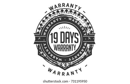 19 days warranty icon vintage rubber stamp guarantee