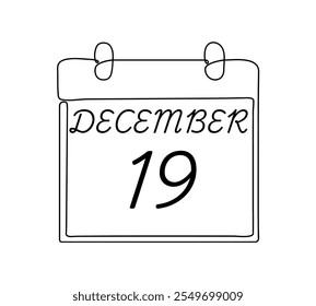 19 December calendar icon text page monthly web design on black and white background vector, icon, or illustration with the month of December 19