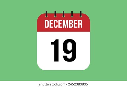 19 December Calendar. December Calendar Vector.